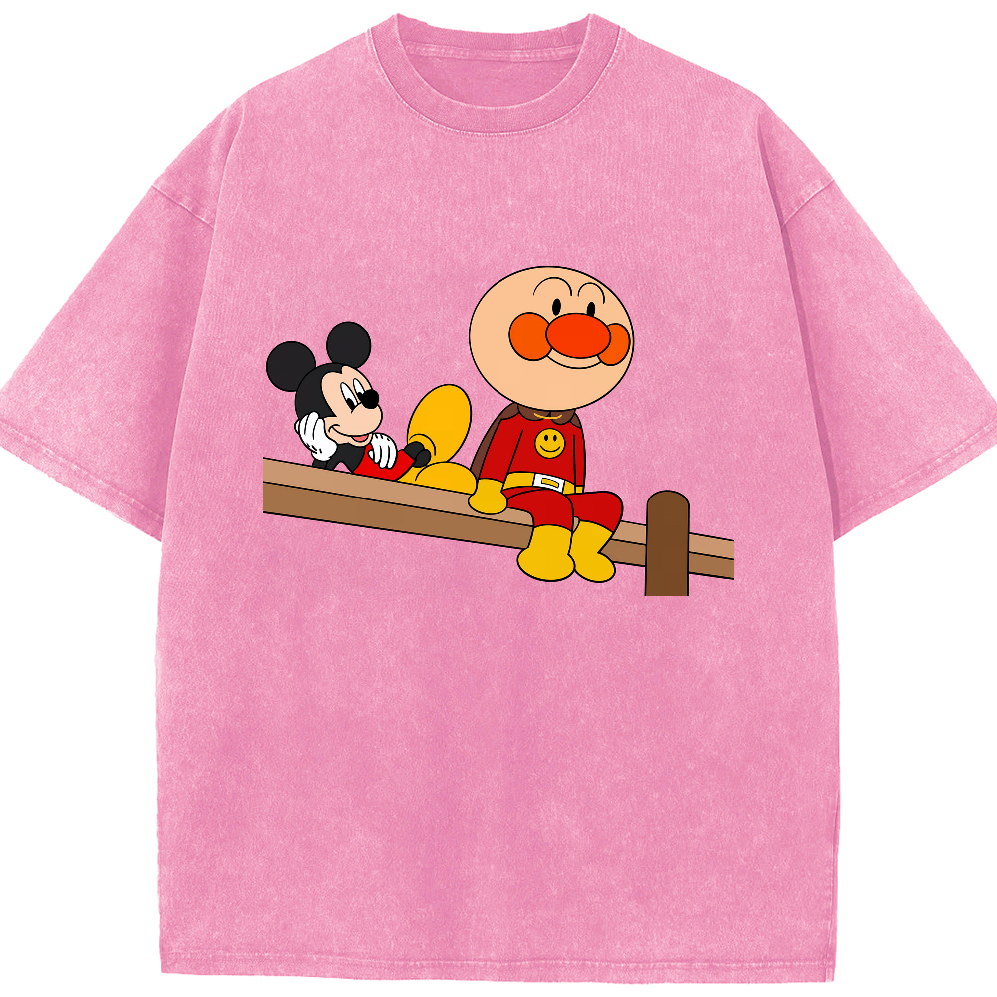 （画像用） アンパンマン Anpanman 綿100% ヴィンテージ風 半袖Tシャツ（フロントプリント）